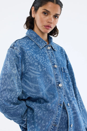 Ena Pelly - Lisa Denim Shirt, Blue Mixed Animal