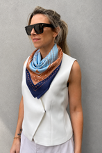 Dark Hampton - DH x Ellie Compton The Lawrie Silk Scarf, Blue/Tan