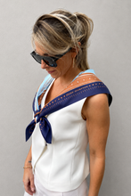 Dark Hampton - DH x Ellie Compton The Lawrie Silk Scarf, Blue/Tan