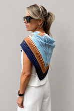 Dark Hampton - DH x Ellie Compton The Lawrie Silk Scarf, Blue/Tan
