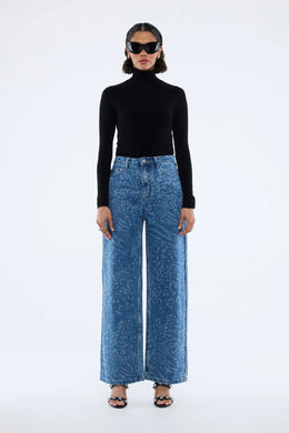 Ena Pelly - Lisa Denim Jeans, Blue Mixed Animal