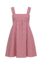 Ruby - Margie Tie Minidress, Pink Burgundy Gingham