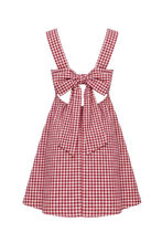 Ruby - Margie Tie Minidress, Pink Burgundy Gingham