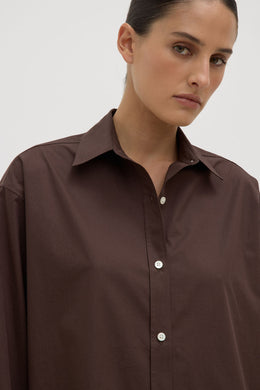 Assembly Label - Marigold Poplin LS Shirt, Ganache