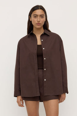 Assembly Label - Marigold Poplin LS Shirt, Ganache