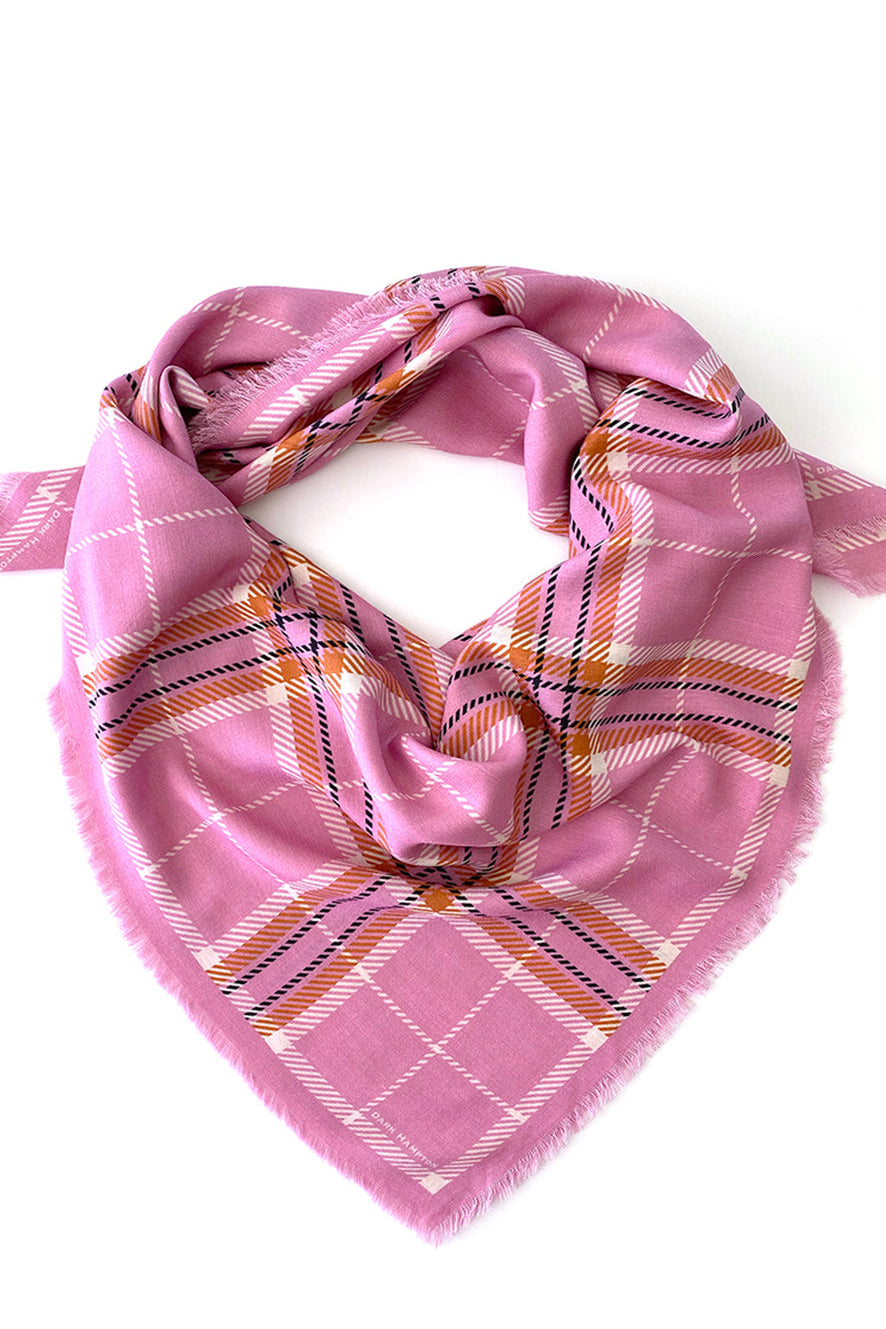 Dark Hampton - The McRae Wool Silk Scarf, Pink Brown