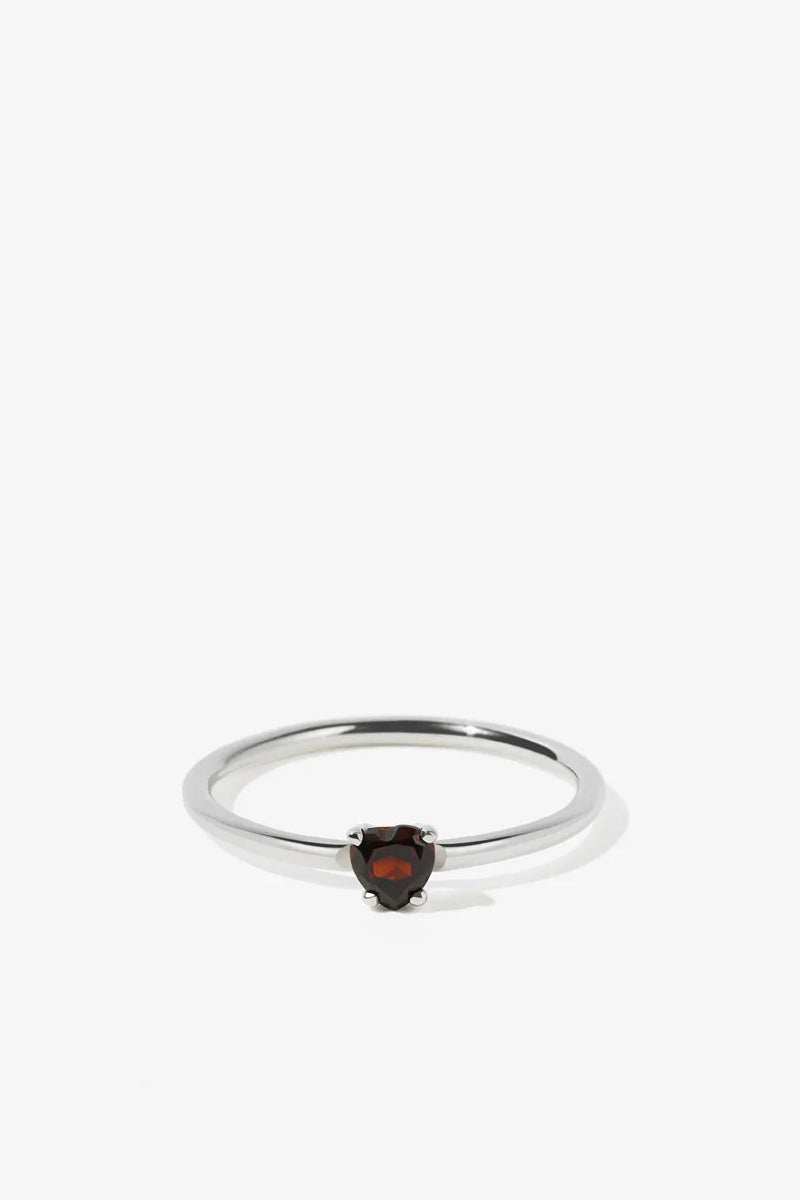 Meadowlark - Micro Heart Jewel Ring, Thai Garnet/ Sterling Silver