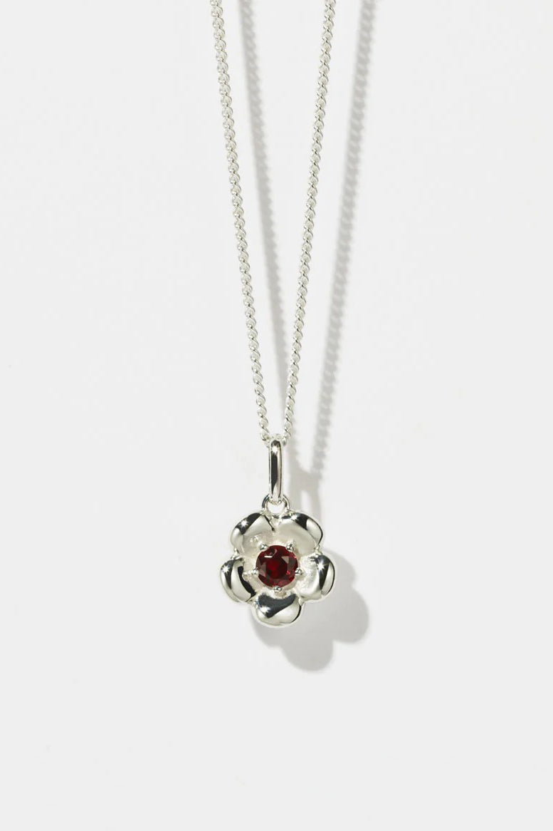 Meadowlark - Posie Charm Necklace, Sterling Silver & African Garnet