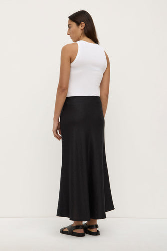 Assembly Label - Melody Linen Bias Skirt, Black