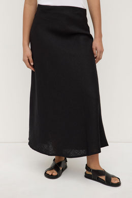 Assembly Label - Melody Linen Bias Skirt, Black