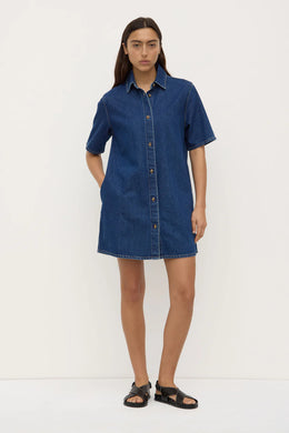 Assembly Label - Neera Denim Mini Shirt Dress, Heritage Blue