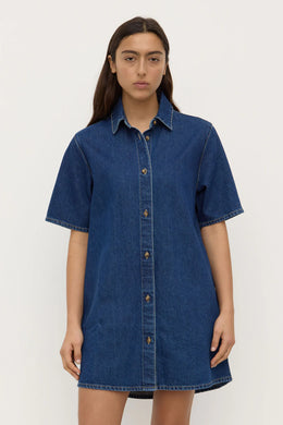 Assembly Label - Neera Denim Mini Shirt Dress, Heritage Blue