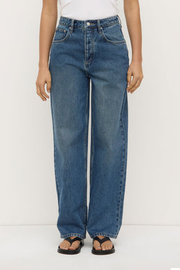 Assembly Label - Oversized High Rise Jean, Dark Indigo Fade