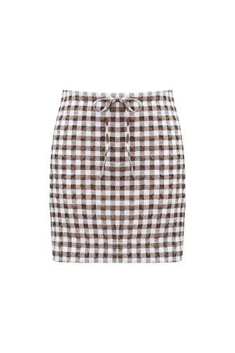 Ruby - Prism Miniskirt, Brown Gingham