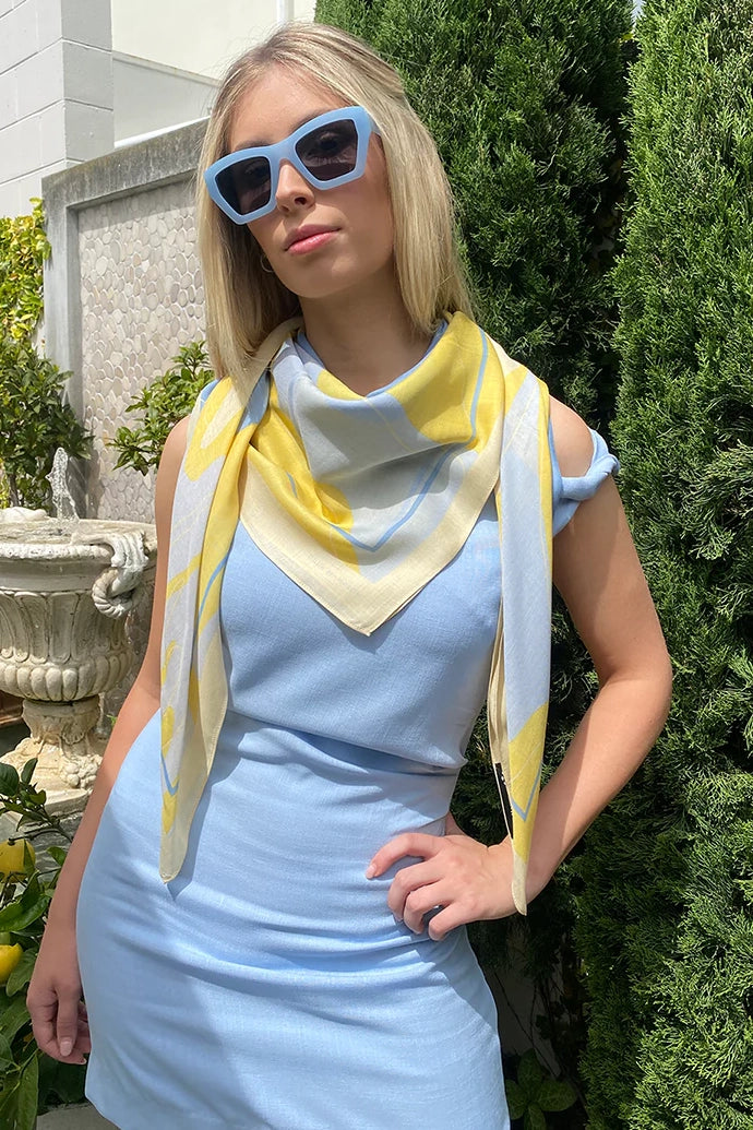Dark Hampton - The Pannett Cashmere Modal Scarf, Yellow Blue
