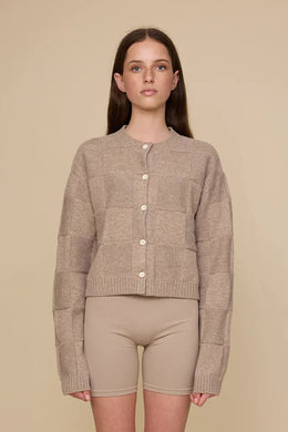 Phàrlain - Squares Cardi, Latte Sparkle