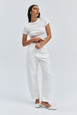 Rollas - Arc Barrel Jean, White Gold
