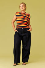 Ruby - Emma Knit Top, Tangerine Navy Stripe