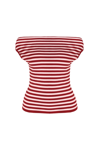 Ruby - Emma Knit Top, Pink Burgundy Stripe