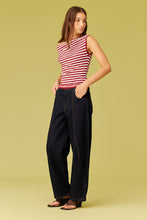 Ruby - Emma Knit Top, Pink Burgundy Stripe