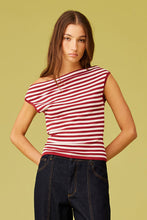 Ruby - Emma Knit Top, Pink Burgundy Stripe