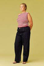 Ruby - Emma Knit Top, Pink Burgundy Stripe