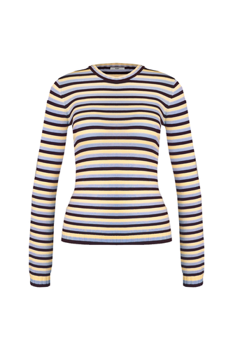 Ruby - Esme Long Sleeve Top, Burgundy Butter Blue Stripe