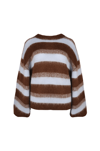 Ruby - Josie Sweater, Brown Aqua Stripe