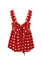 Ruby - Margie Tie Back Top, Garnet Polka Dot