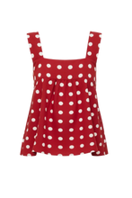 Ruby - Margie Tie Back Top, Garnet Polka Dot