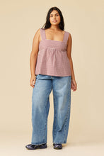 Ruby - Margie Tie Back Top, Merlot Gingham