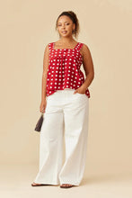 Ruby - Margie Tie Back Top, Garnet Polka Dot