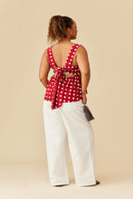 Ruby - Margie Tie Back Top, Garnet Polka Dot