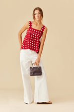 Ruby - Margie Tie Back Top, Garnet Polka Dot