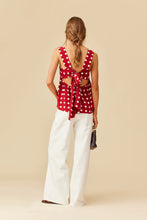 Ruby - Margie Tie Back Top, Garnet Polka Dot