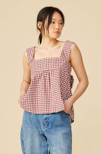 Ruby - Margie Tie Back Top, Merlot Gingham