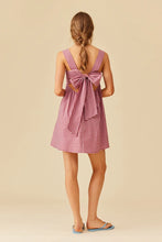 Ruby - Margie Tie Minidress, Pink Burgundy Gingham