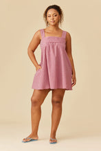 Ruby - Margie Tie Minidress, Pink Burgundy Gingham