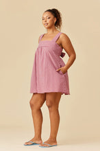 Ruby - Margie Tie Minidress, Pink Burgundy Gingham