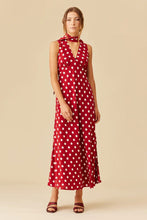 Ruby - Gloria Sleeveless Maxi Dress, Garnet Polka Dot