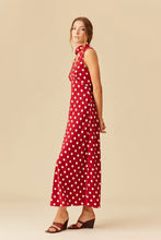 Ruby - Gloria Sleeveless Maxi Dress, Garnet Polka Dot