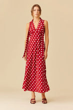 Ruby - Gloria Sleeveless Maxi Dress, Garnet Polka Dot