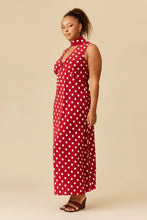 Ruby - Gloria Sleeveless Maxi Dress, Garnet Polka Dot