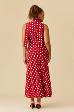 Ruby - Gloria Sleeveless Maxi Dress, Garnet Polka Dot