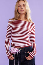 Ruby - Emma Knit Longsleeve, Burgundy Pink Stripe