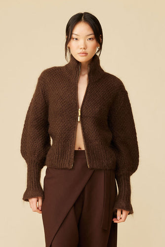 Ruby - Matilda Zip Cardigan, Cocoa