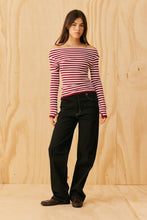 Ruby - Emma Knit Longsleeve, Burgundy Pink Stripe
