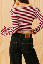 Ruby - Emma Knit Longsleeve, Burgundy Pink Stripe