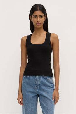 Assembly Label - Robyn Scoop Neck Rib Tank, Black