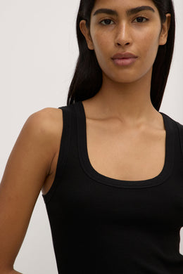 Assembly Label - Robyn Scoop Neck Rib Tank, Black